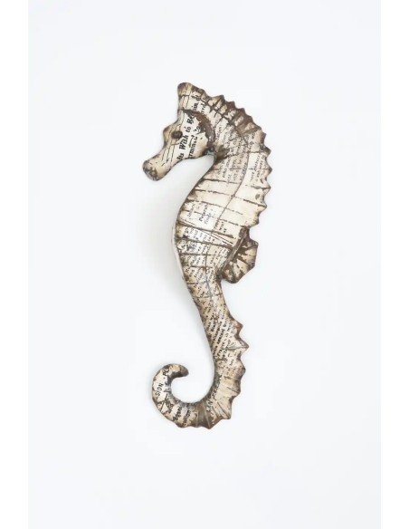 Figura de pared caballito de mar en metal reciclado estilo náutico