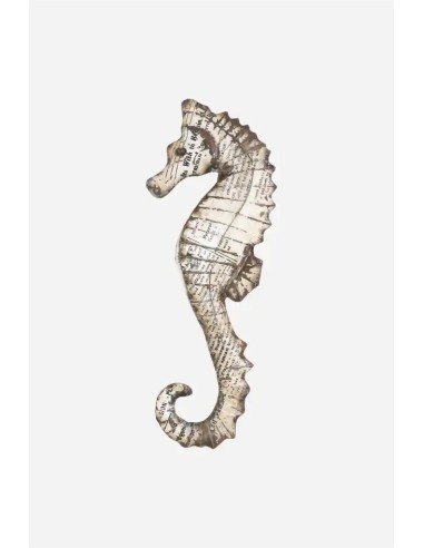 Figura de pared caballito de mar en metal reciclado estilo náutico