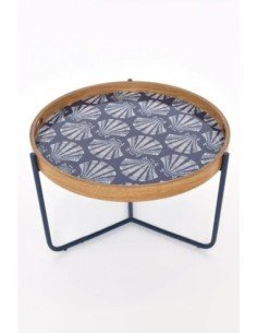 Mesa azul marino esmaltada con bandeja  2