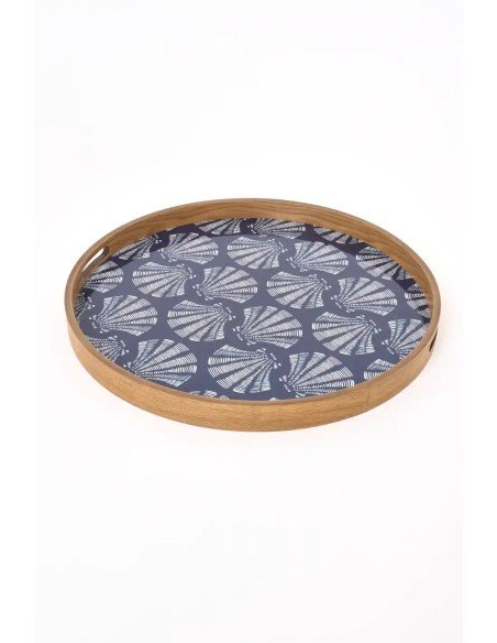  Mesa azul marino esmaltada con bandeja 