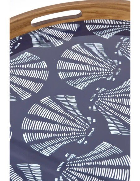  Mesa azul marino esmaltada con bandeja 