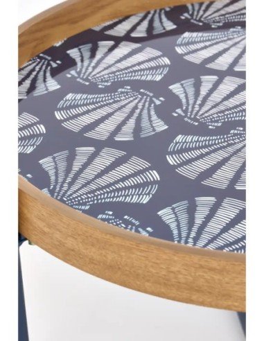 Mesa azul marino esmaltada con bandeja 