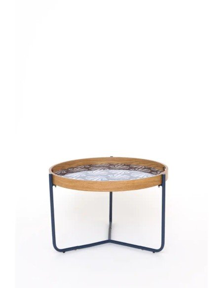  Mesa azul marino esmaltada con bandeja 
