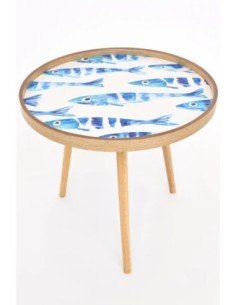 Mesa esmaltada de madera alta 