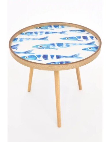 Mesa esmaltada de madera alta 