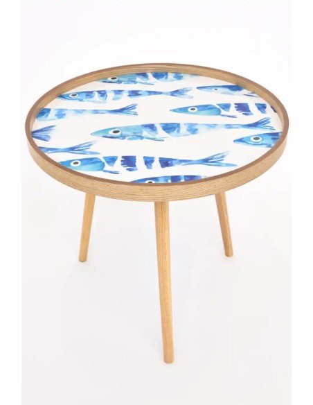 Mesa esmaltada de madera alta 