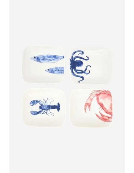 set de platos aperitivo porcelana 