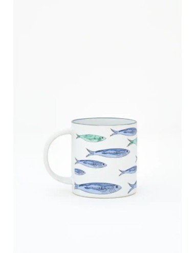  Mug de gres banco de peces 