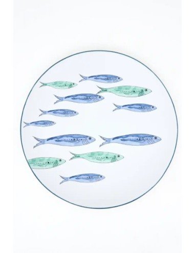 plato grande gres banco de peces 