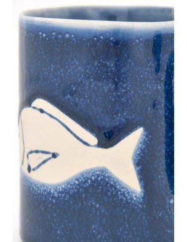  taza cerámica gres pez 
