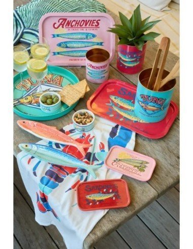  Plato vintage sardinas de dolomita - Rojo