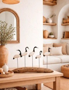 figura rústica aves sobre tronco  2