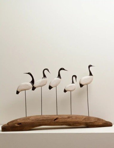  figura rústica aves sobre tronco