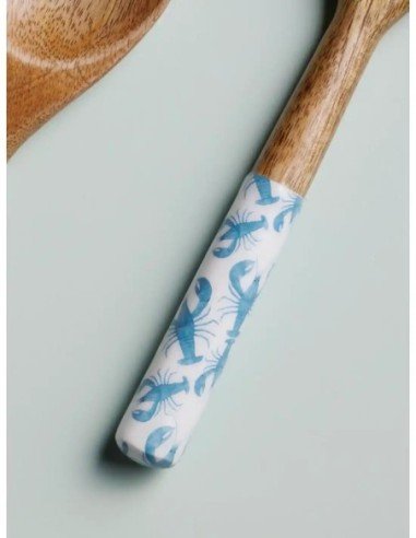  cubiertos madera langosta azul 