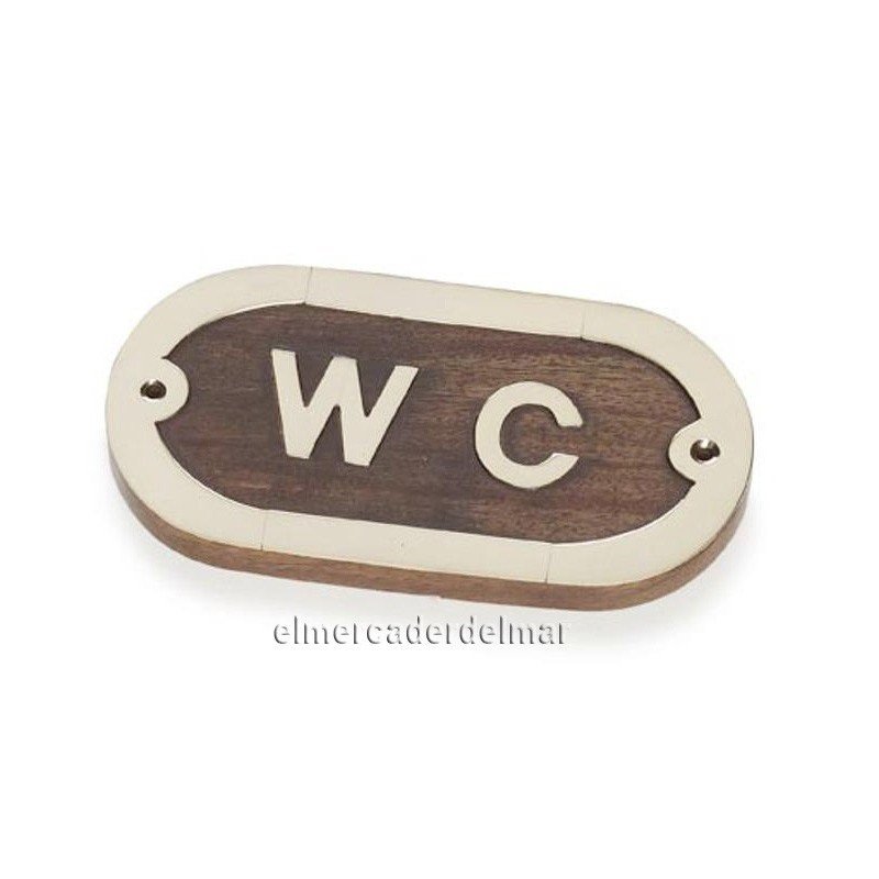 Placa náutica de madera con latón WC