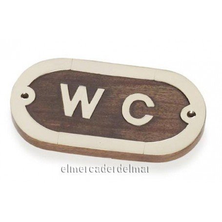 Placa náutica de madera con latón WC