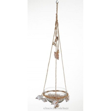 Fanal náutico en vidrio y mimbre