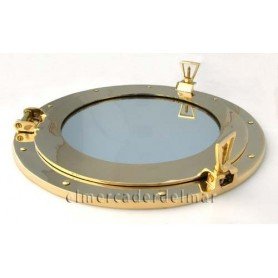 Ojo de buey náutico con espejo en latón 2