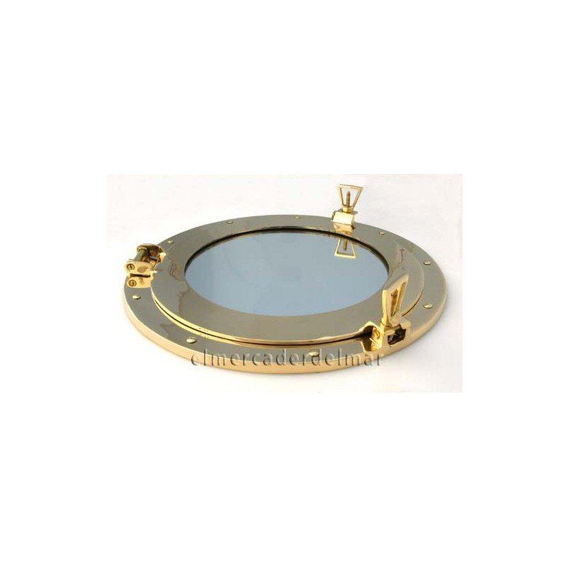 Ojo de buey náutico con espejo en latón