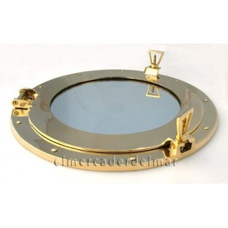 Ojo de buey náutico con espejo en latón