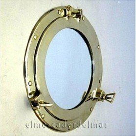 Ojo de buey náutico con espejo en latón 2