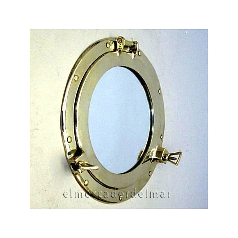 Ojo de buey náutico con espejo en latón