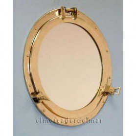 Ojo de buey náutico con espejo en latón 2