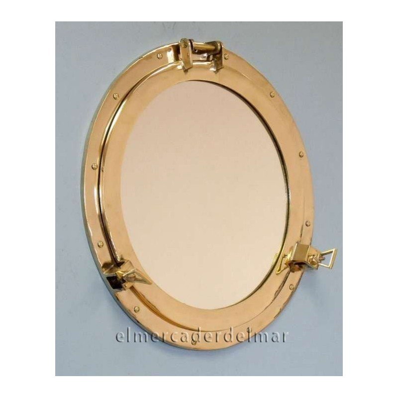 Ojo de buey náutico con espejo en latón