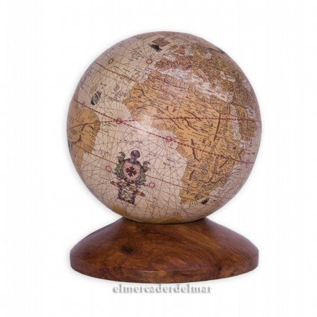 Globo terrestre mapamundi con peana