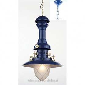 Lámpara pescador náutica con herrajes pintada 2