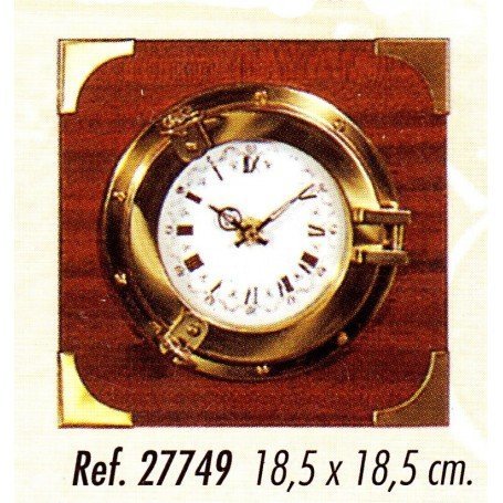 Reloj ojo de buey latón con madera