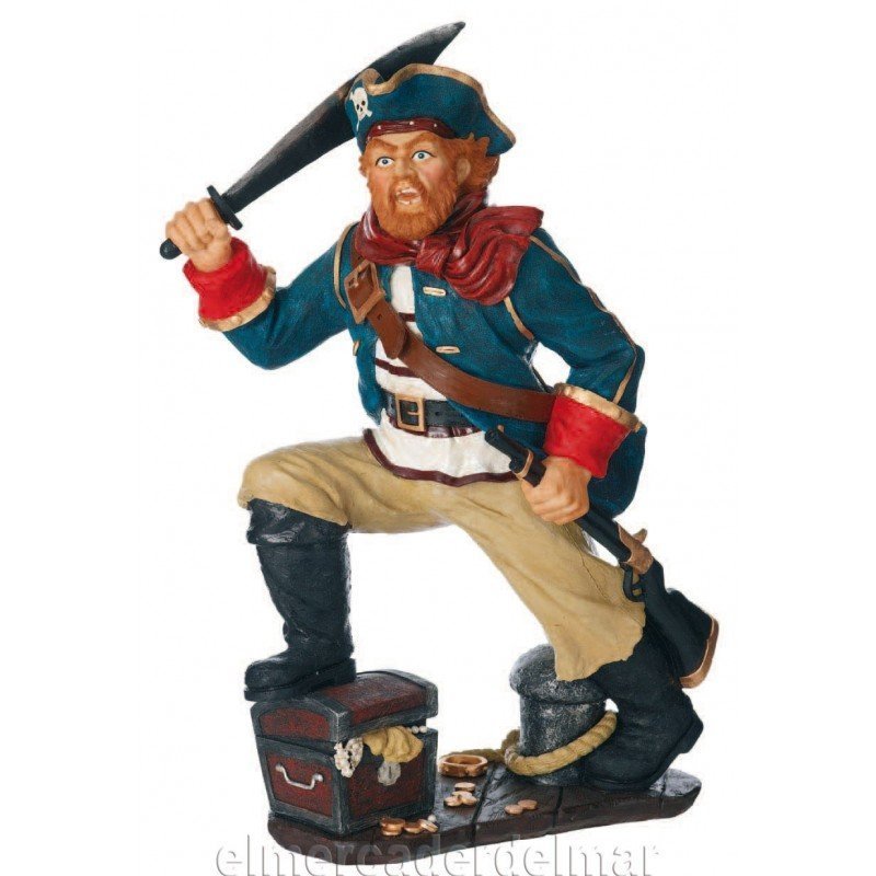 Figura náutica pirata con tesoro