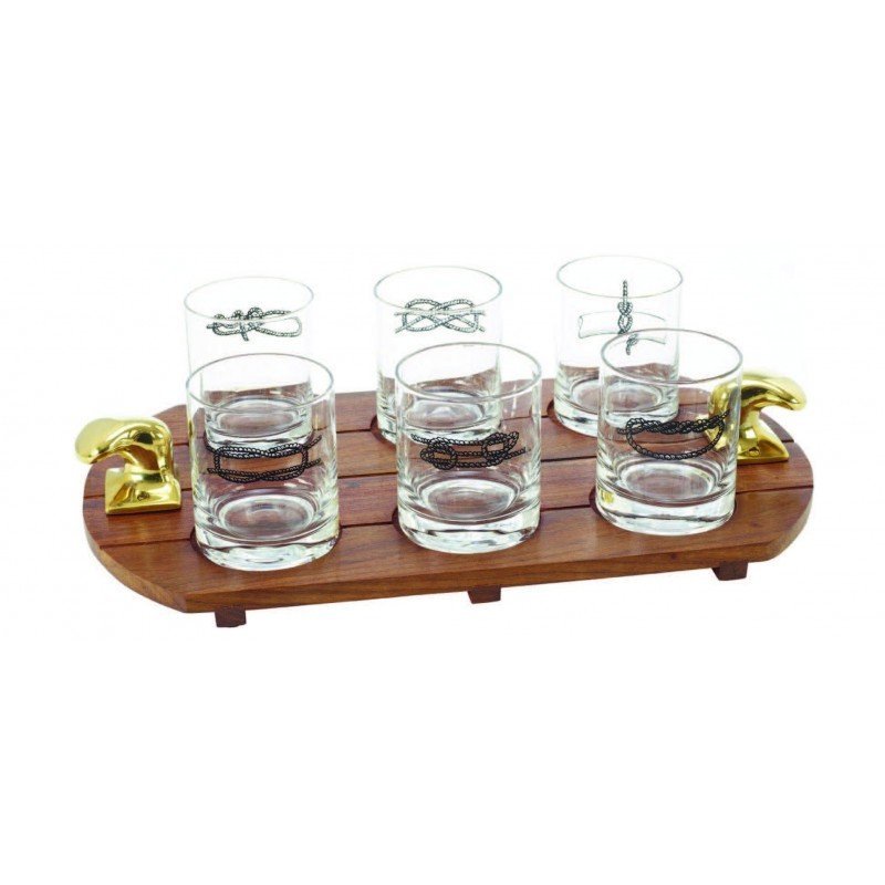 Bandeja náutica con seis vasos