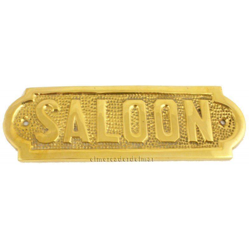 Placa náutica de latón Saloon en ingles