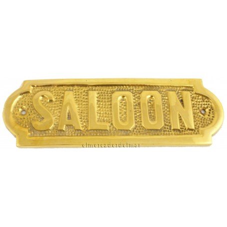 Placa náutica de latón Saloon en ingles