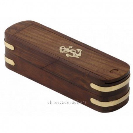 Estuche lápices náutico de madera y latón
