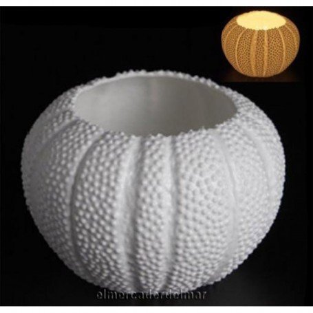 Porta velas marino erizo de mar en porcelana