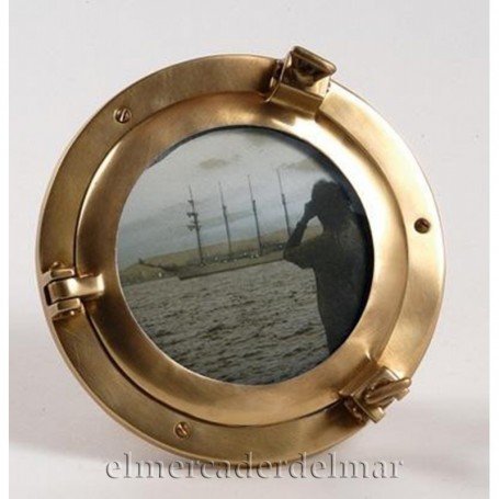 Portafotos ojo de buey náutico en latón envejecido