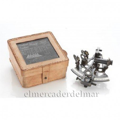 Sextante náutico en latón con estuche de cuero