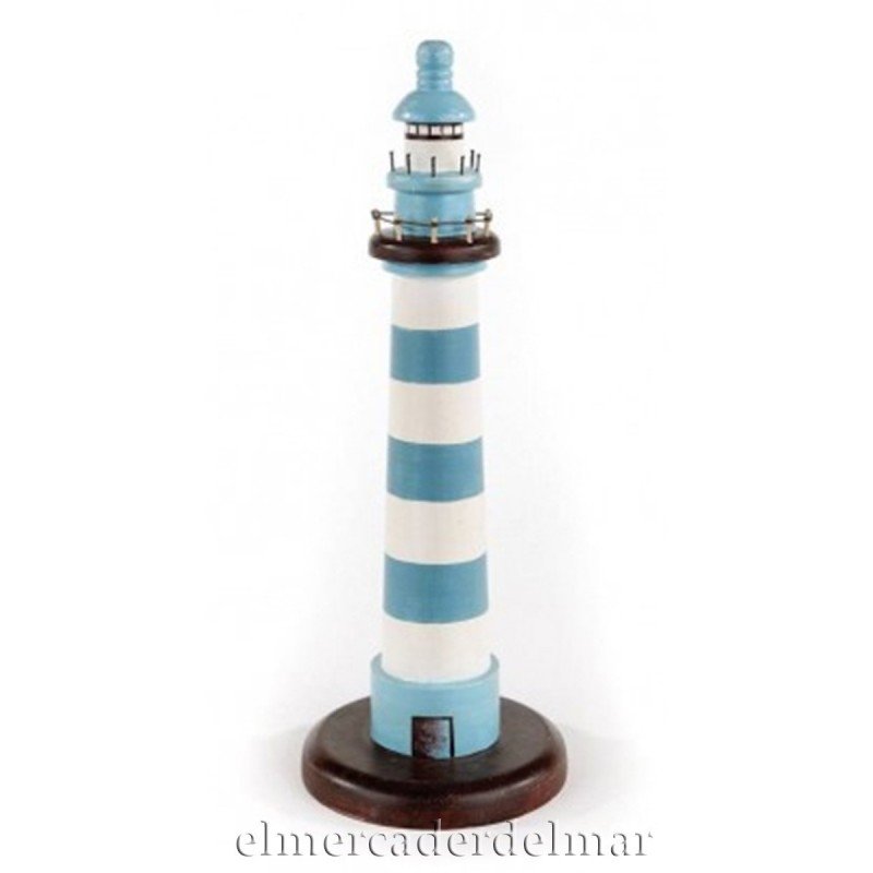 FARO MARÍTIMO RAYAS AZULES DE MADERA