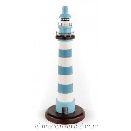 FARO MARÍTIMO RAYAS AZULES DE MADERA