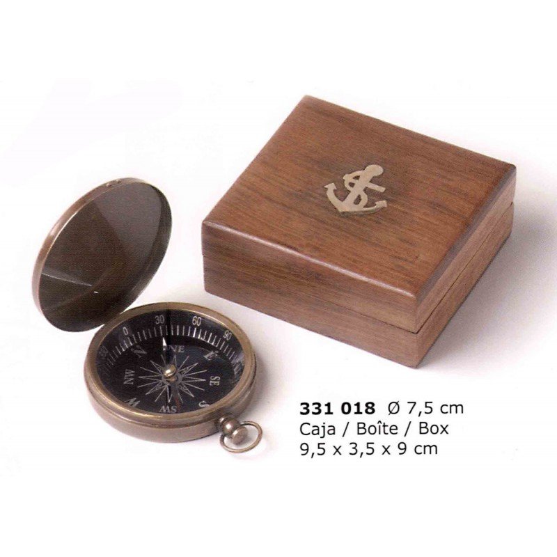 BRÚJULA DE LATÓN ENVEJECIDO CON CAJA