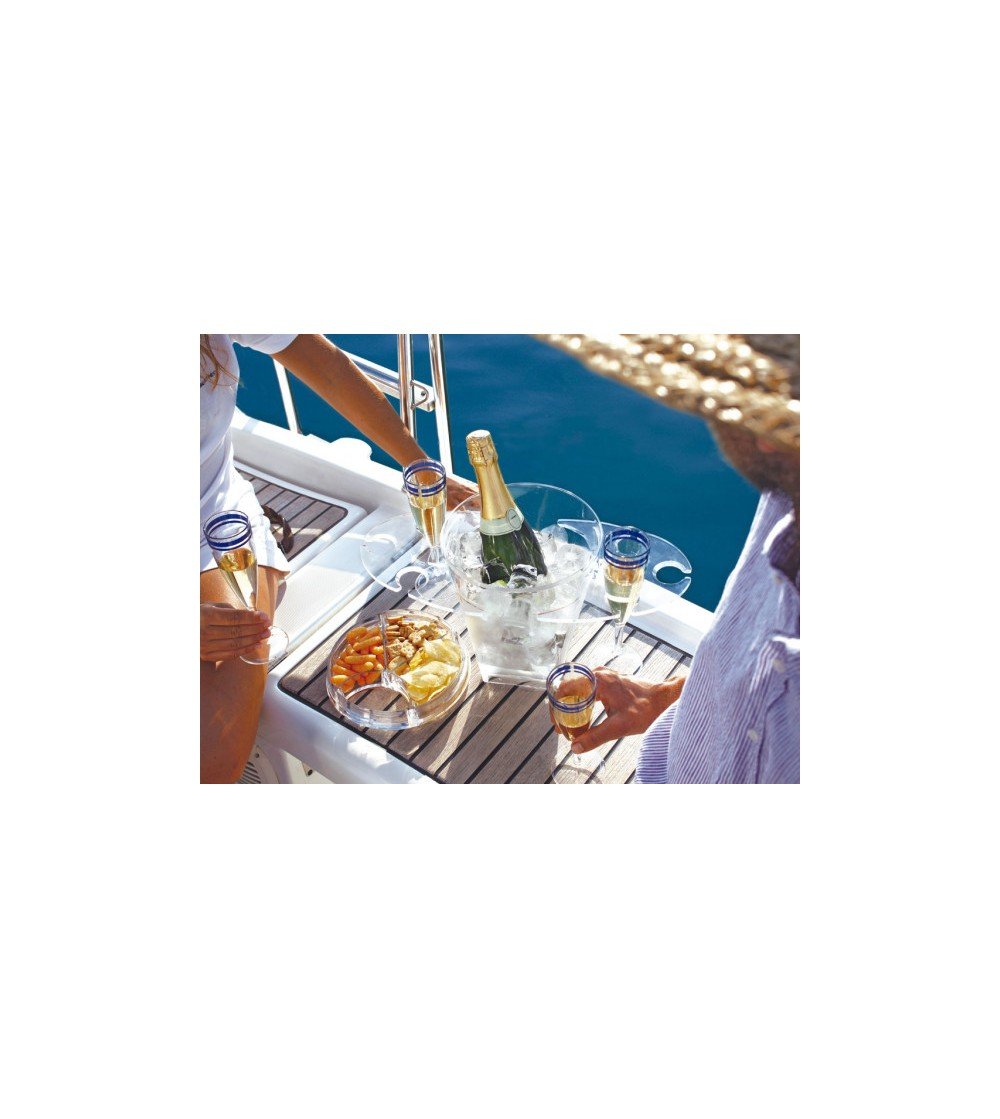 Champañera náutica irrompible para aperitivos con portacopas