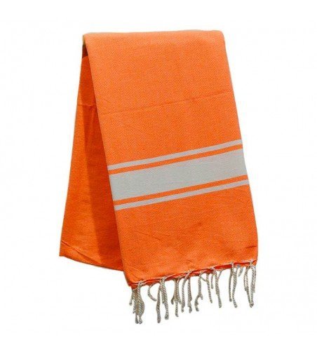 Pareo Fouta de Tejido Plano naranja en Decoración Mar