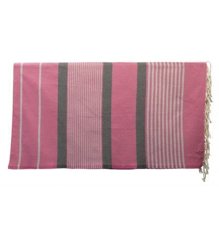 Pareo Fouta de Tejido Plano gris y rosa en Decoración Mar
