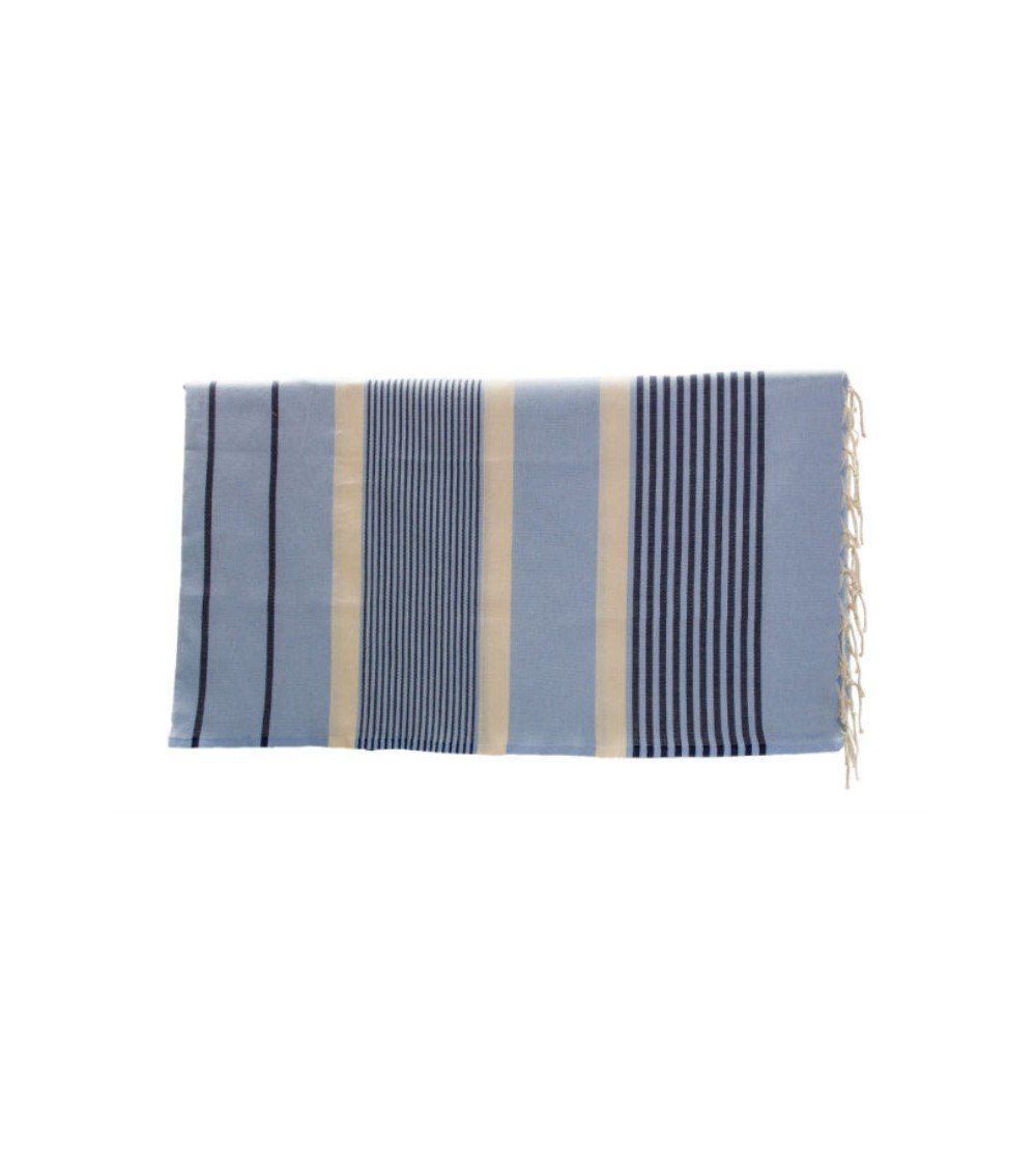 Pareo Fouta de Tejido Plano azul cielo y azul marino en Decoración Mar
