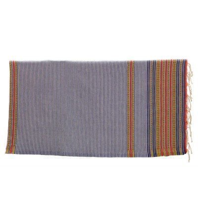 Pareo Fouta de Tejido Plano Modelo Berber azul y naranja 1 m x 2 m