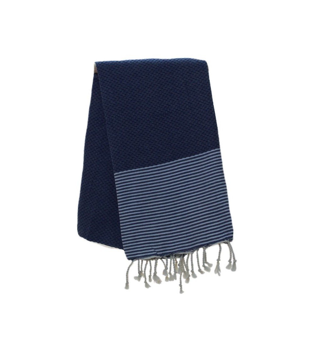 Pareo Fouta de Tejido nido de abeja Modelo lili azul marino 1 m x 2 m