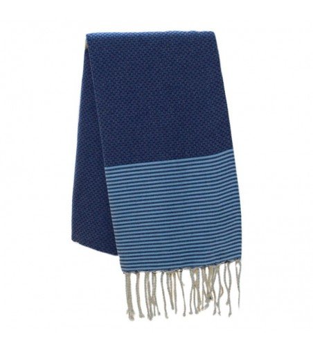 Pareo Fouta de Tejido nido de abeja Modelo lili  azul oscuro y azul cielo  1 m x 2 m Pareo Fouta de Tejido nido de abeja Modelo lili  azul oscuro y azul cielo  1 m x 2 m