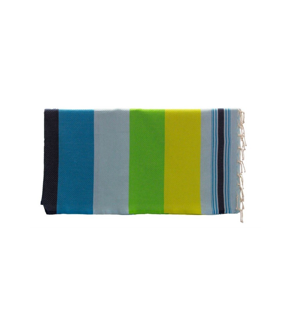 Pareo Fouta de Tejido nido de abeja Modelo Biarritz amarillo y verde anís en Decoración Mar  1 m x 2 m